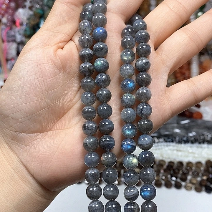 未镶嵌玛瑙/玉髓珠宝半成品天然灰月光卡8mm