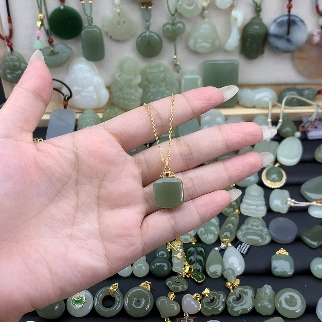 吊坠(不含链)银S925镶嵌和田玉