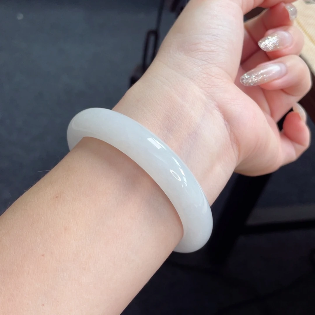 未镶嵌手镯翡翠56.8洁白纯净白月光1号