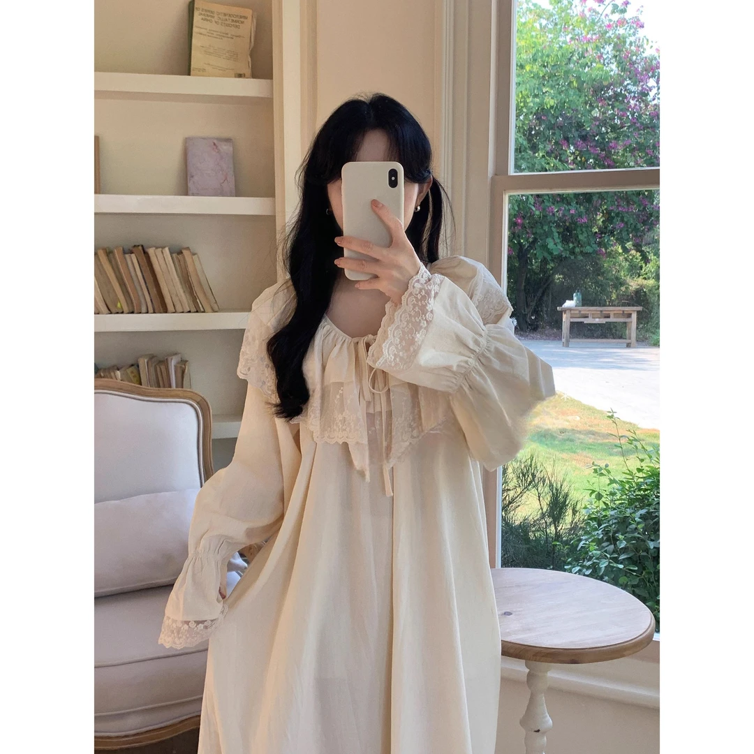 【蕾丝花边】甜美少女双层纱布连衣裙睡衣女春夏季2025新款睡裙
