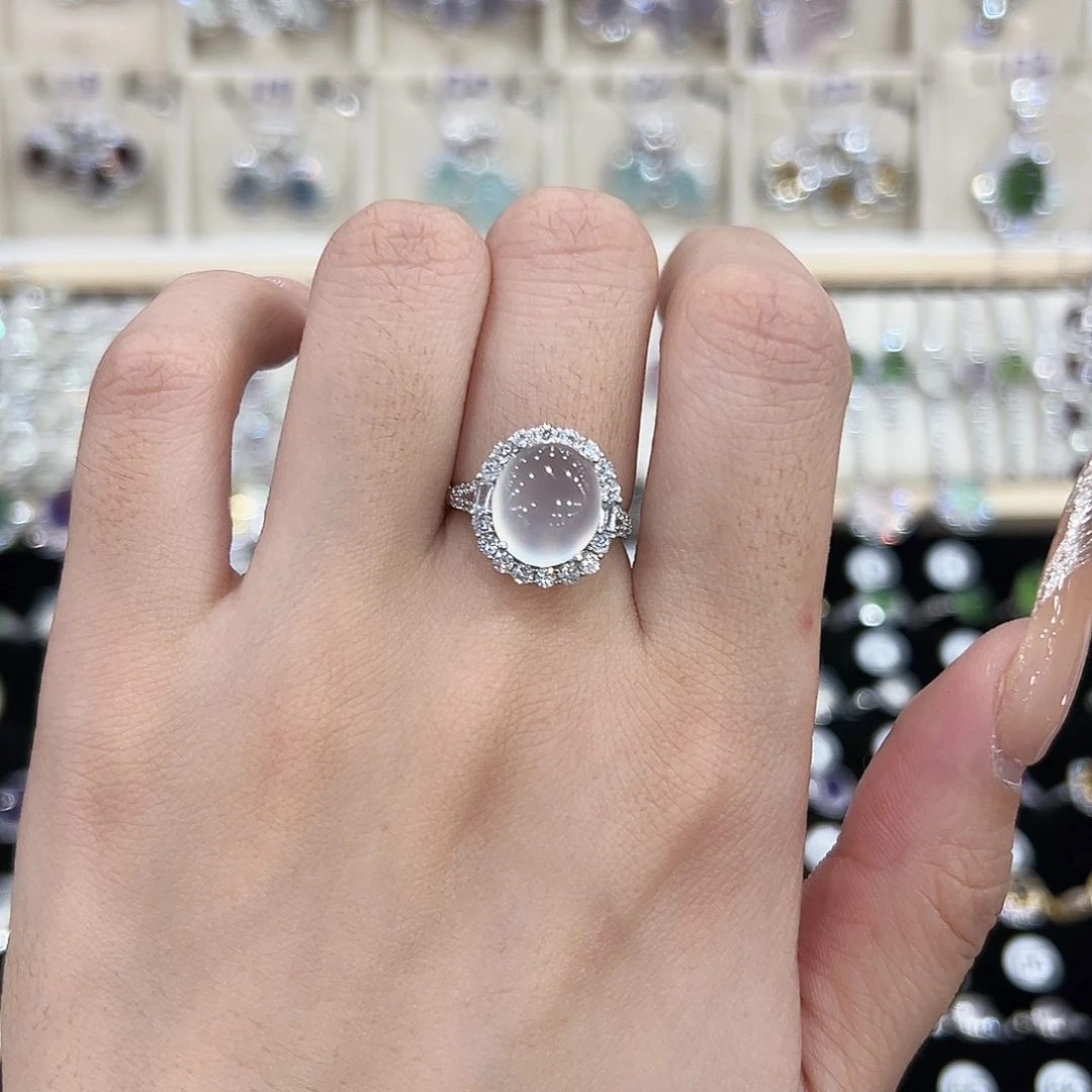 一***宁岫玉银S925镶嵌戒指