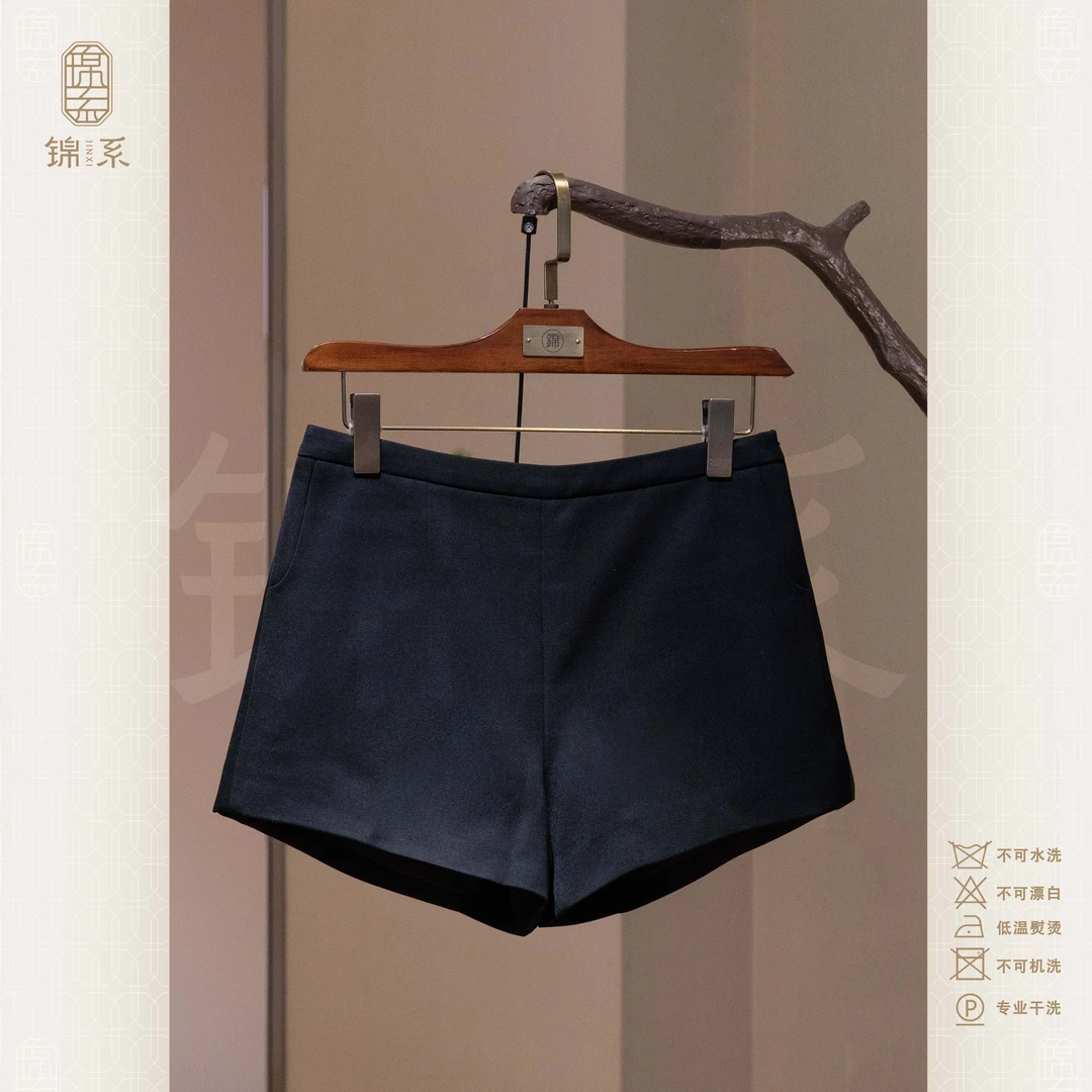 【锦系】新中式国风黑色短裤K-3823