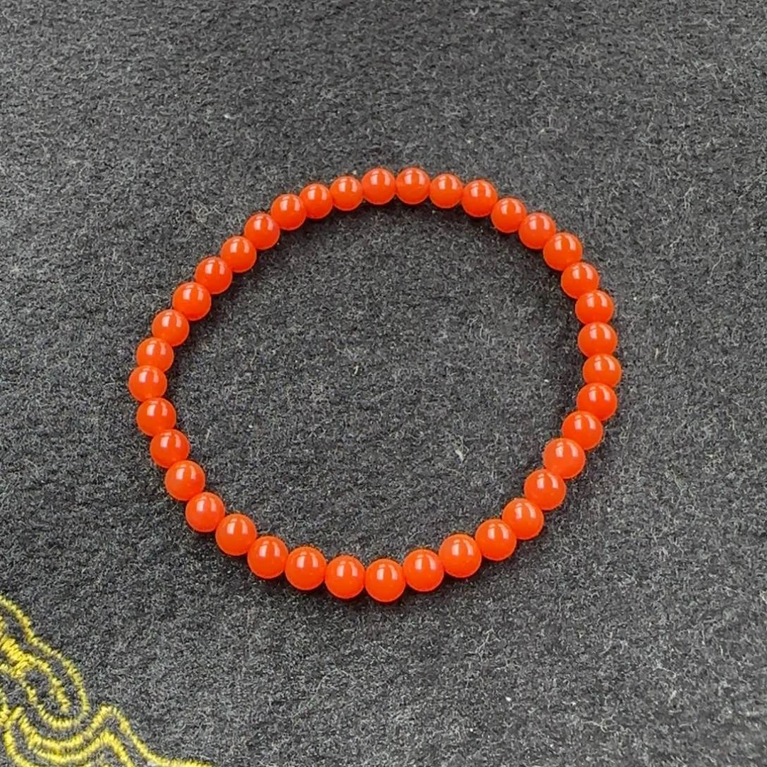 南红玛瑙配饰未镶嵌5mm柿子红单圈