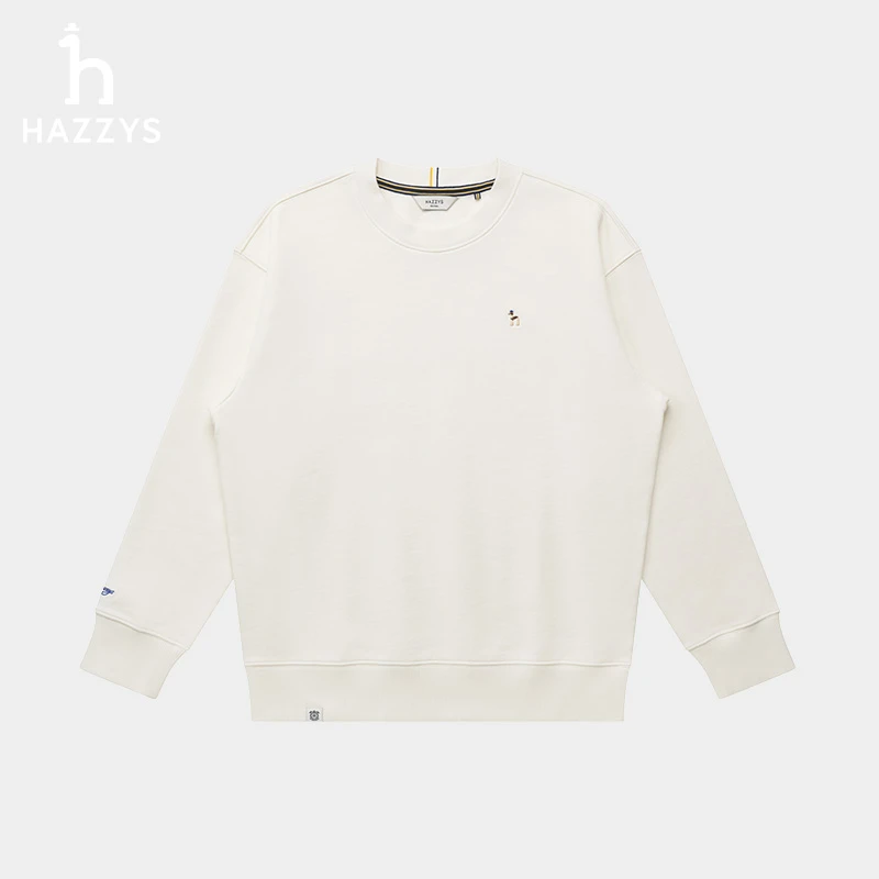Hazzys哈吉斯春季女士圆领卫衣休闲简单套头衫