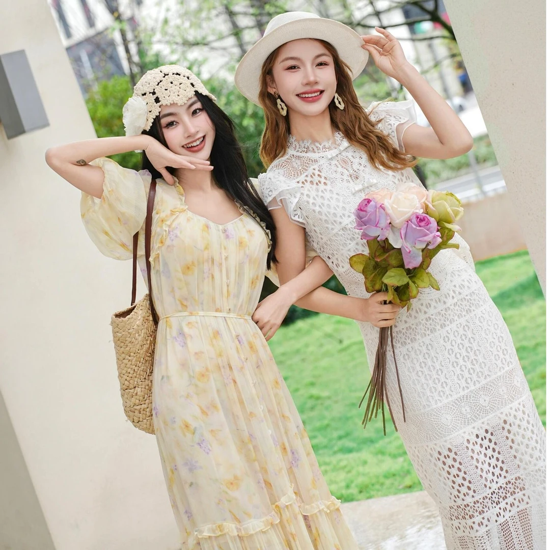 CI.YU~A00编号法式油画复古美美轻奢高级感小众显瘦连衣裙