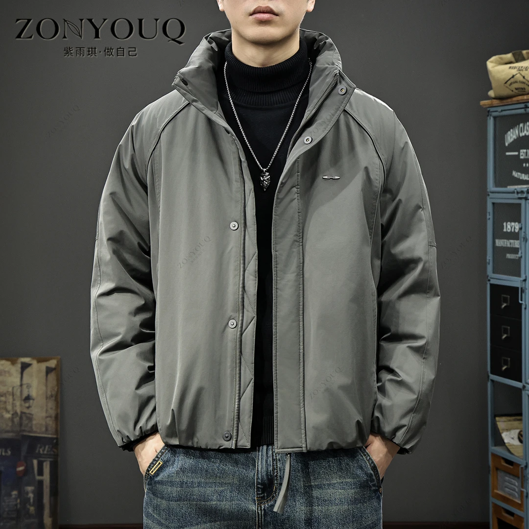 立领羽绒服男士冬季加厚保暖斜插肩防风美式工装休闲百搭时尚外套