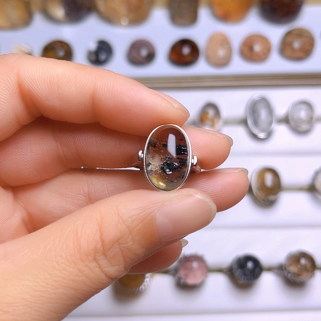 水晶戒指银S925镶嵌天然