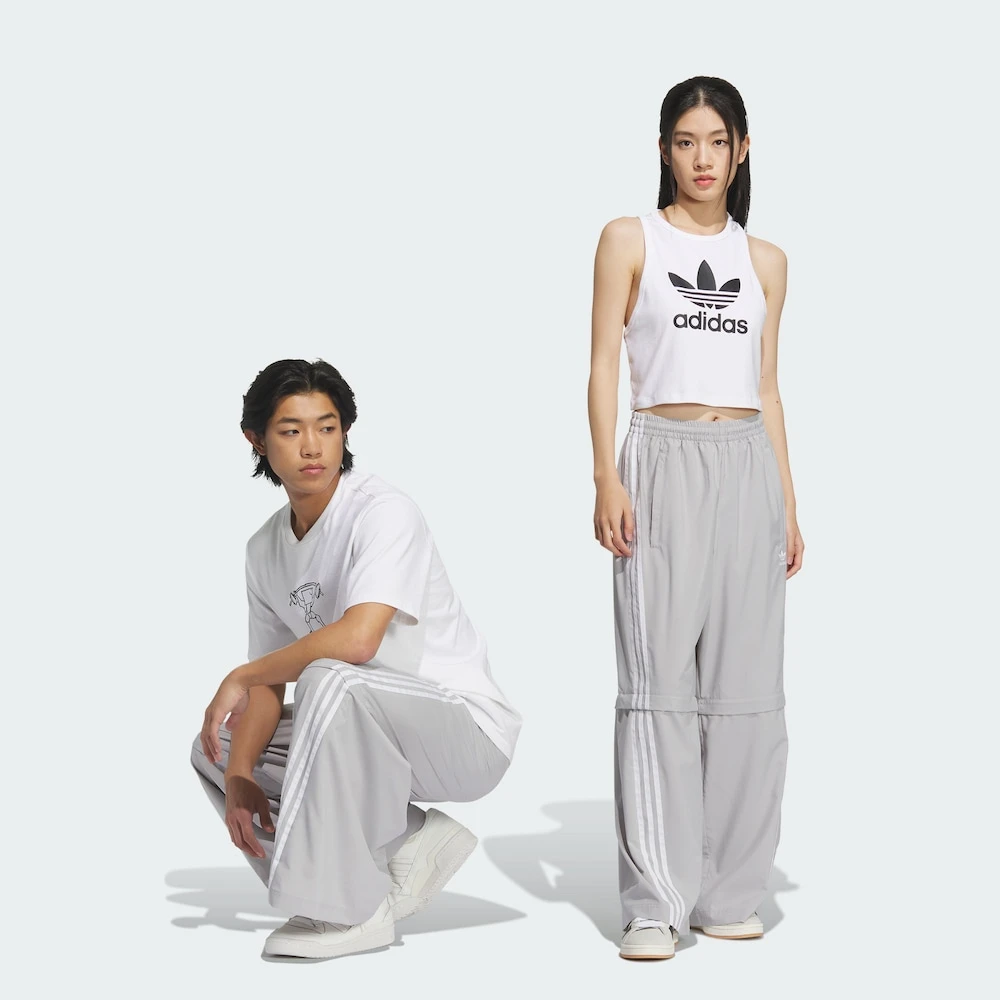 Adidas三叶草潮流经典运动可拆卸两穿速干直筒宽松阔腿裤KD8212