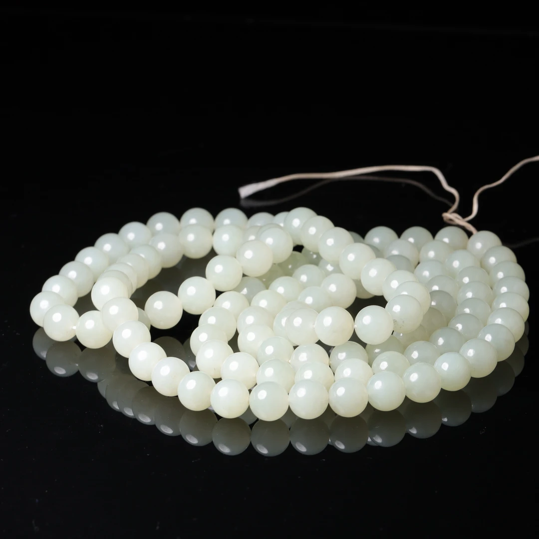 清代和田玉素珠项链-NX