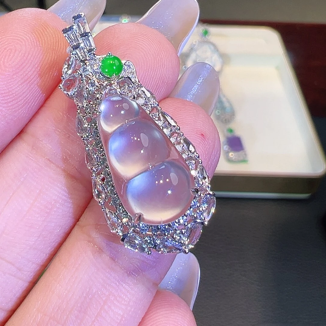 翡翠18K金镶嵌吊坠(不含链)翡翠