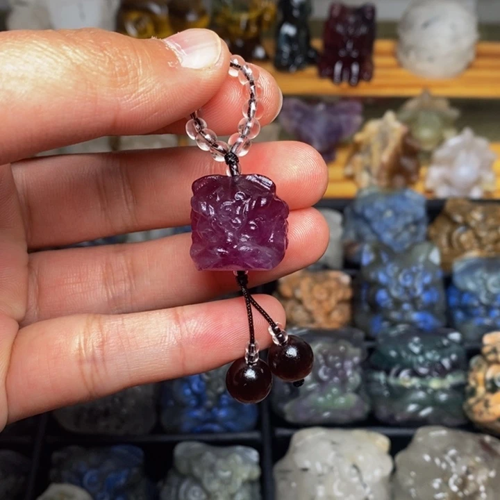 石材醒狮手把件摆件醒狮手把件摆件