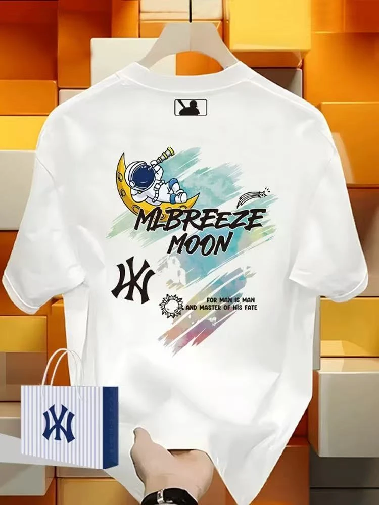 男童短袖t恤夏季2025新款中大童痞帅风男孩白色儿童纯棉体恤潮牌T