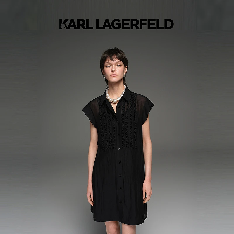 【晨粉专享价】KARL LAGERFELD 夏季新款黑色连衣裙老佛爷M22L1379