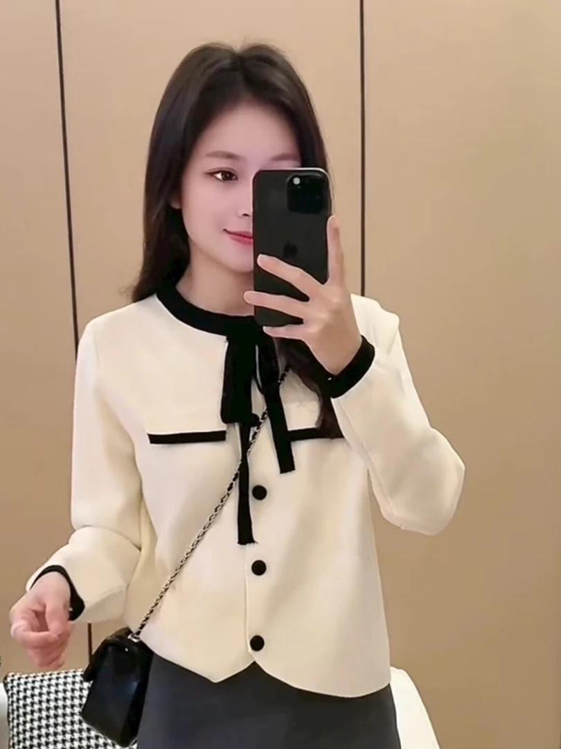 撞色名媛小香风气质高级感针织毛衣