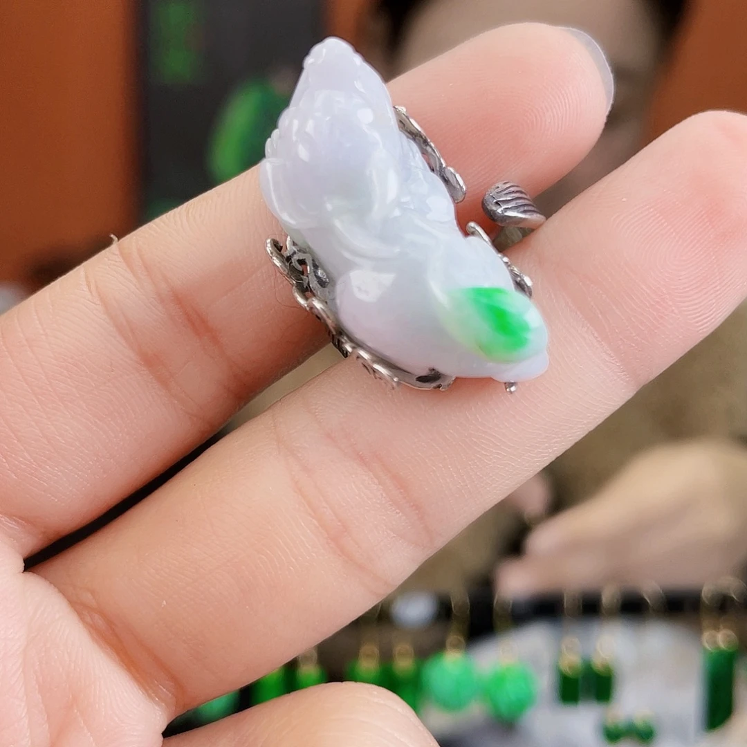 翡翠银S925镶嵌耳饰