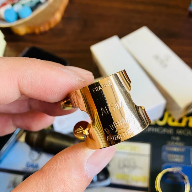 法国hb镀金正向中音萨克斯胶木笛头卡子 赛马款式