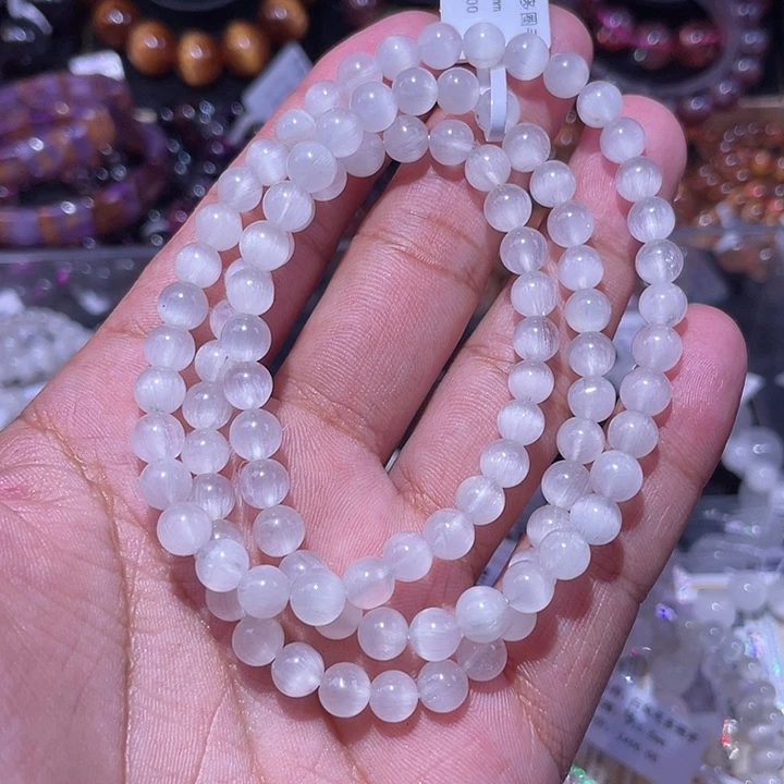 水晶手链未镶嵌白兔毛多圈6.5