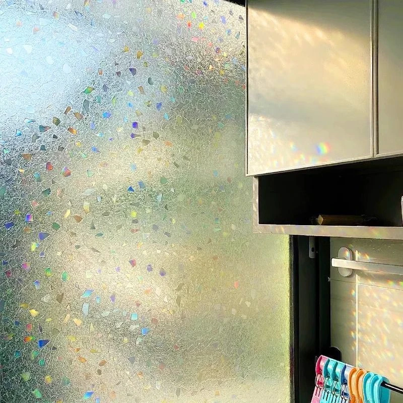 遇光炫彩玻璃膜卫生间透光不透明玻璃贴防窥防走光静电家用玻璃贴