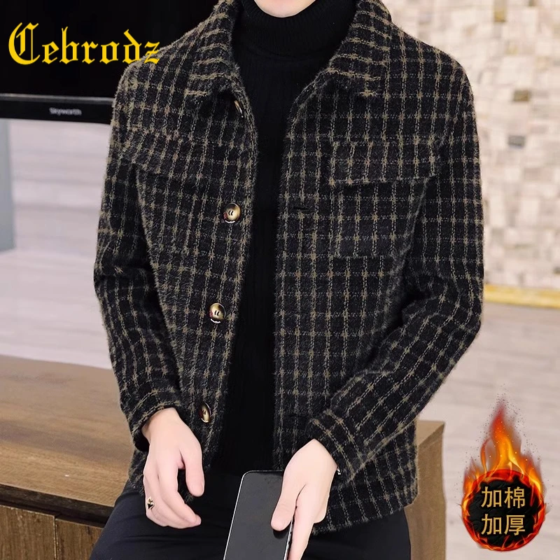 Cebrodz2024年新款秋冬季男士呢子短款毛呢大衣男装加厚高端夹克