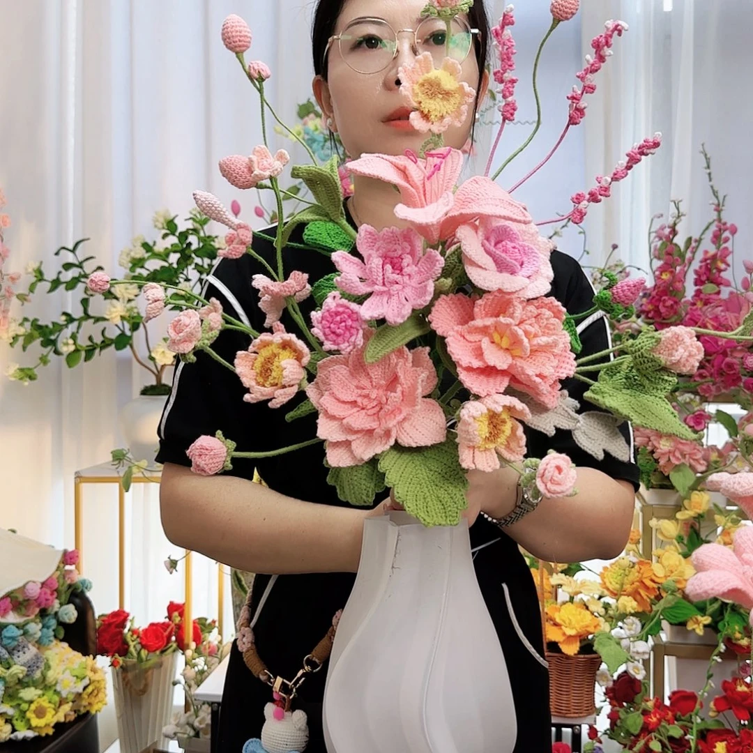 莱赛尔纤维棉手工钩织花束