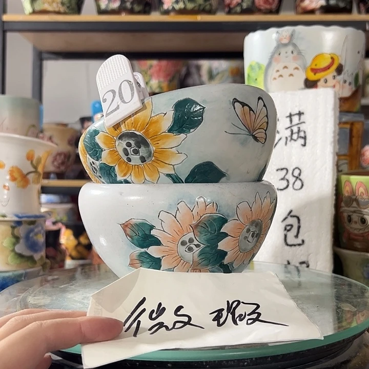 景德镇幸运花盆手绘韩式花盆