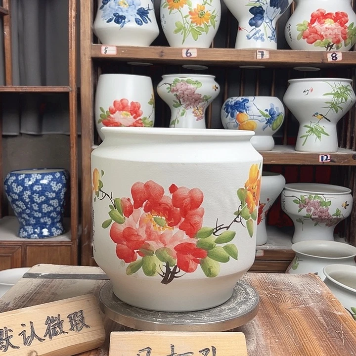 摆件电饭煲红牡丹新款陶瓷