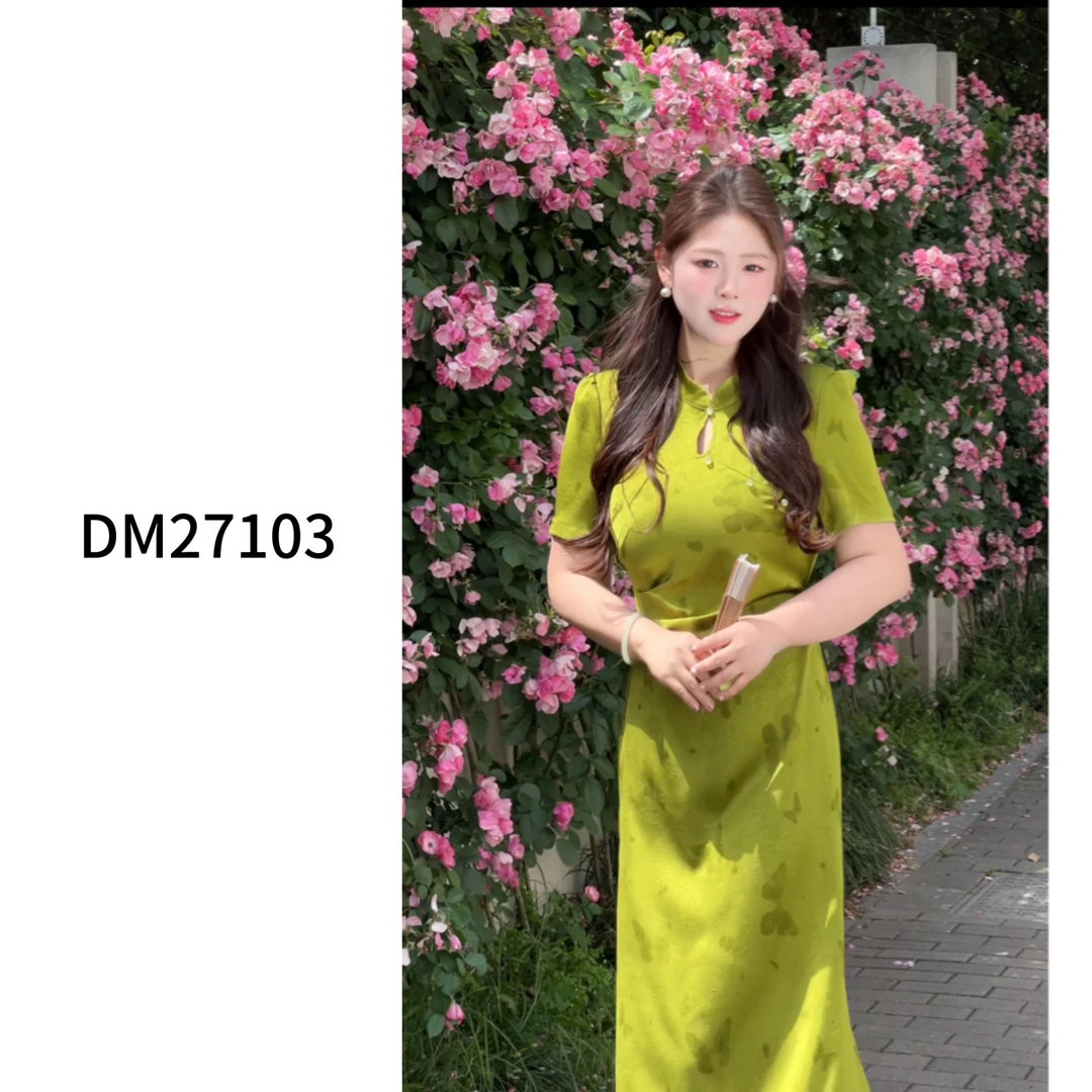 碧水瑶】夏大码女装新中式胖mm显瘦遮肉改良旗袍裙子连衣裙DM27103