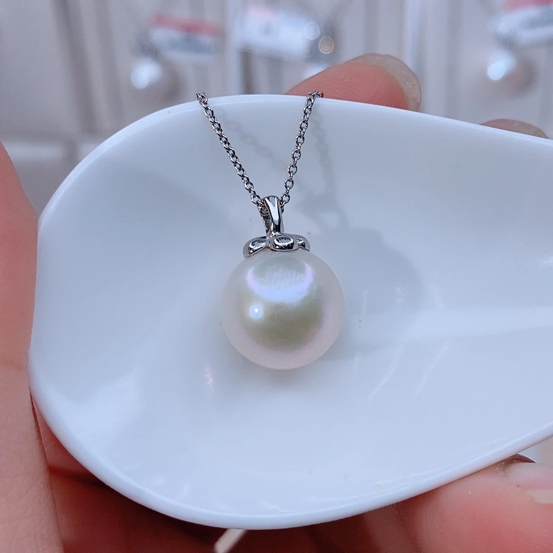项链银S925镶嵌淡水珍珠