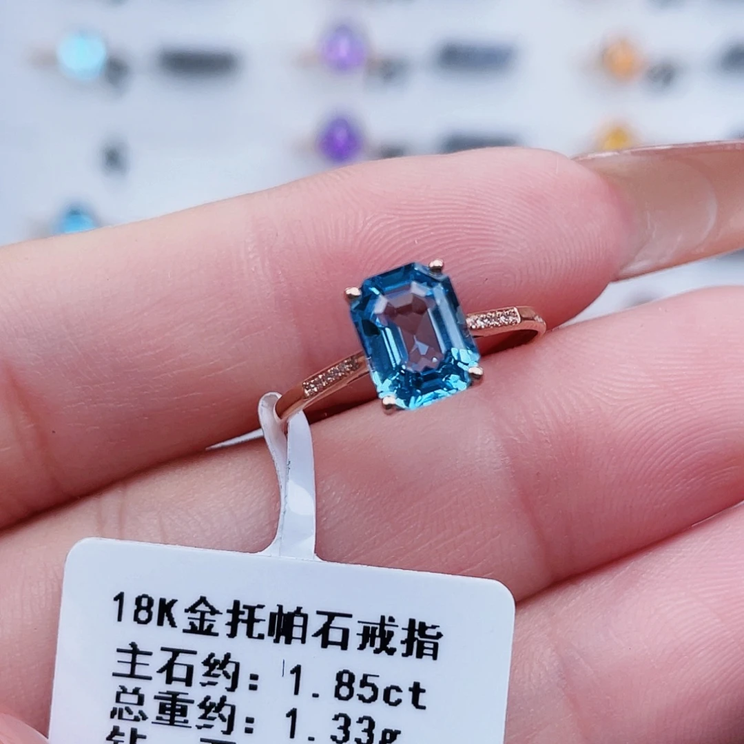 戒指托帕石18K金镶嵌