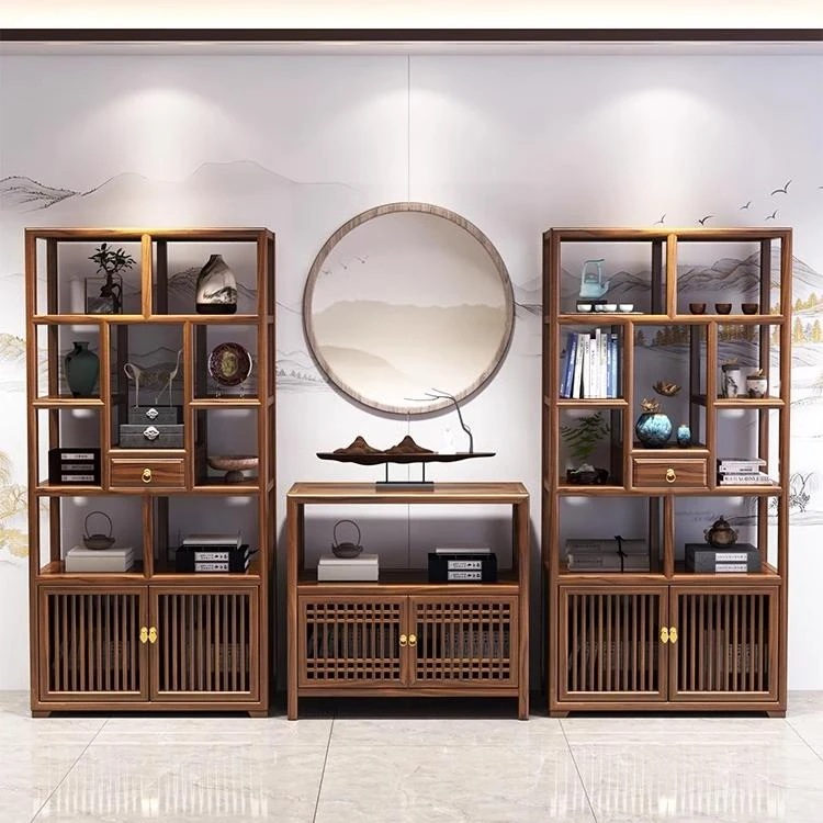 实木博古架新中式多宝格隔断办公室展示置物架茶室茶叶茶具收纳架