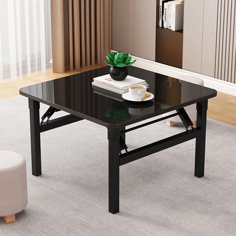 折叠桌餐桌家用可移动圆桌钢化玻璃质感方桌小户型简易可折叠桌