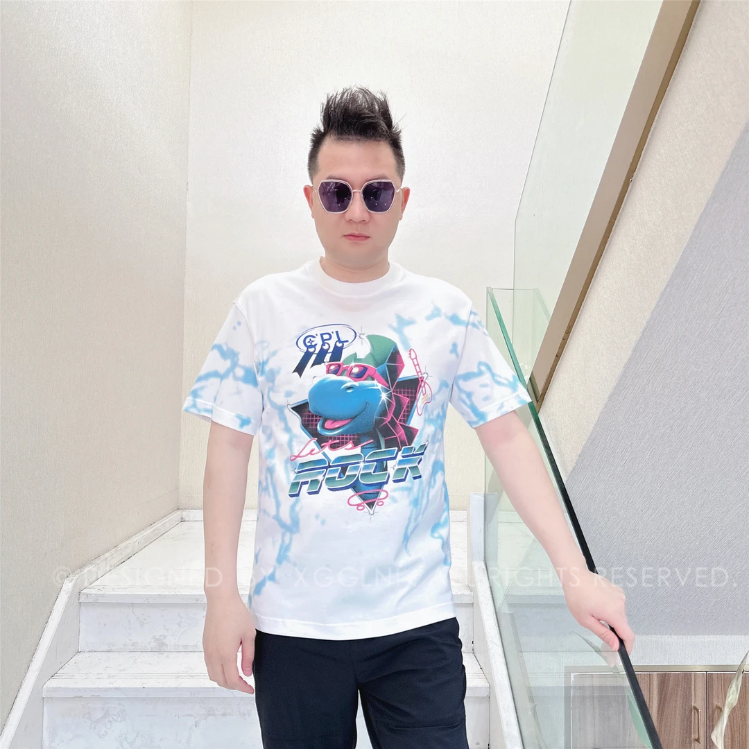 夏季（微阔版）CPL粉眼睛卡通龙男士品质高端轻奢洋气潮牌短袖t恤