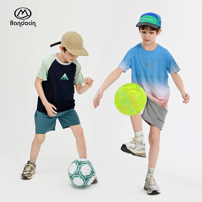 BANDOCIN/半度闲男童夏季短裤美式复古透气速干裤户外运动训练裤