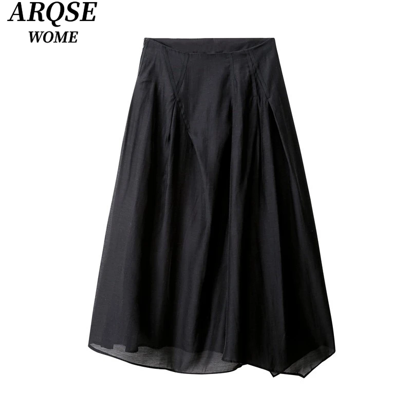 艾诺丝商场同款2025夏季新品高腰不规则裙半身裙亮面女3565