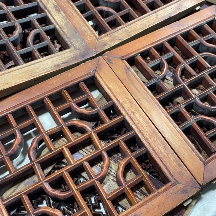 ****玉香榧木四片老花窗