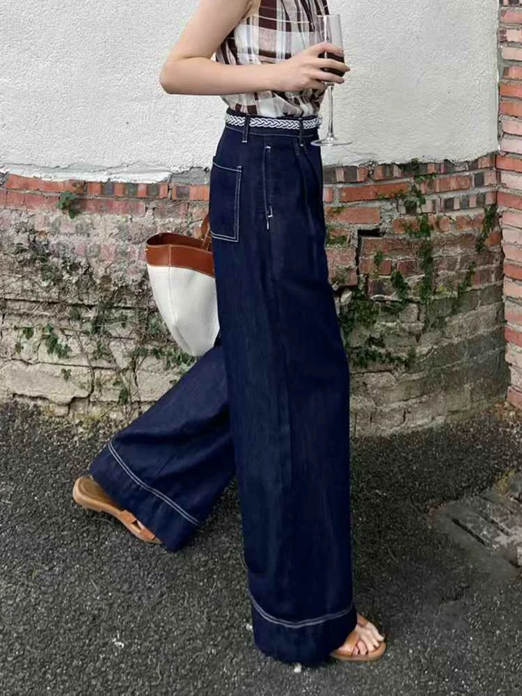 美美推荐184夏季新款高腰普洗阔腿牛仔裤直筒长裤