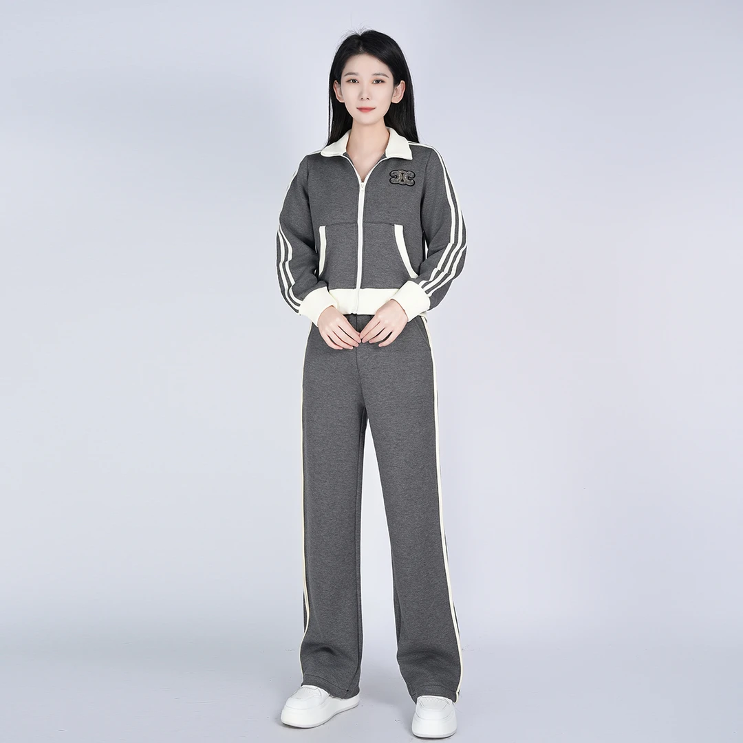 中式修身显瘦百搭时尚简约女运动休闲套装WH05007376+WK05007376