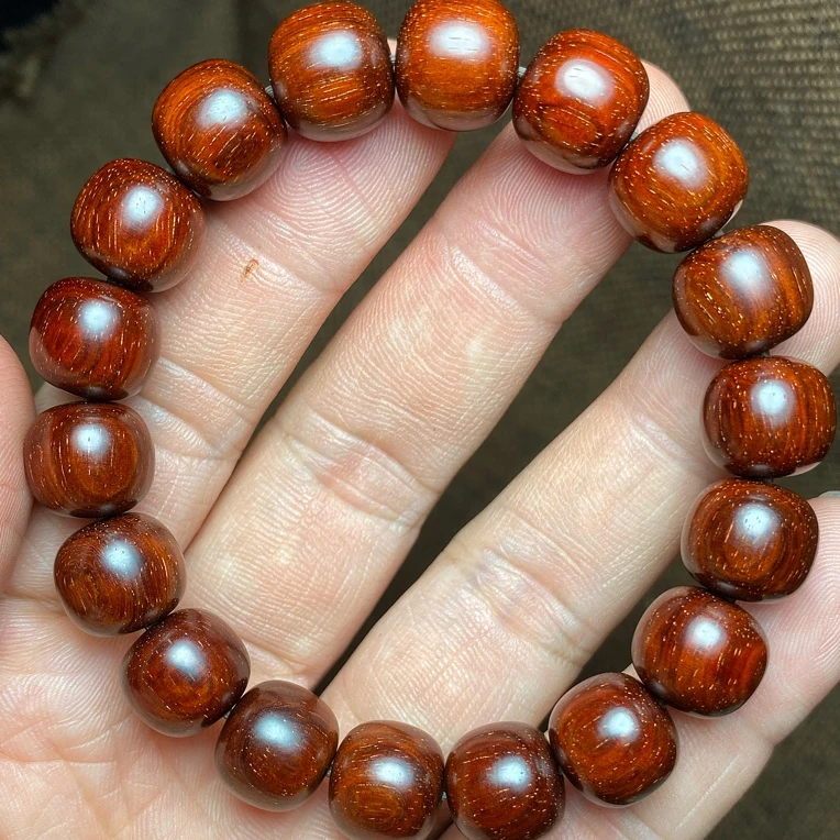 印度小叶紫檀老型手串 1.1x1.2 泥料鱼鳞底多星