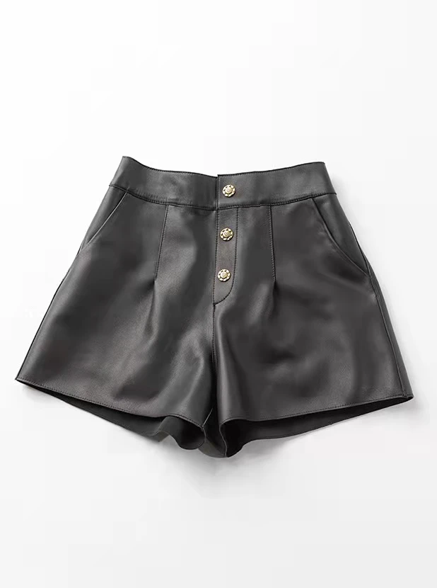 高端羊皮百搭春秋冬必备皮短裤