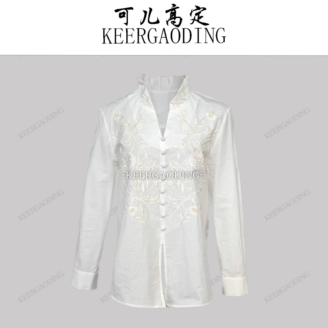 【可儿•高定】高端新中式设计师款重工刺绣匹马棉衬衫上衣FB-26082