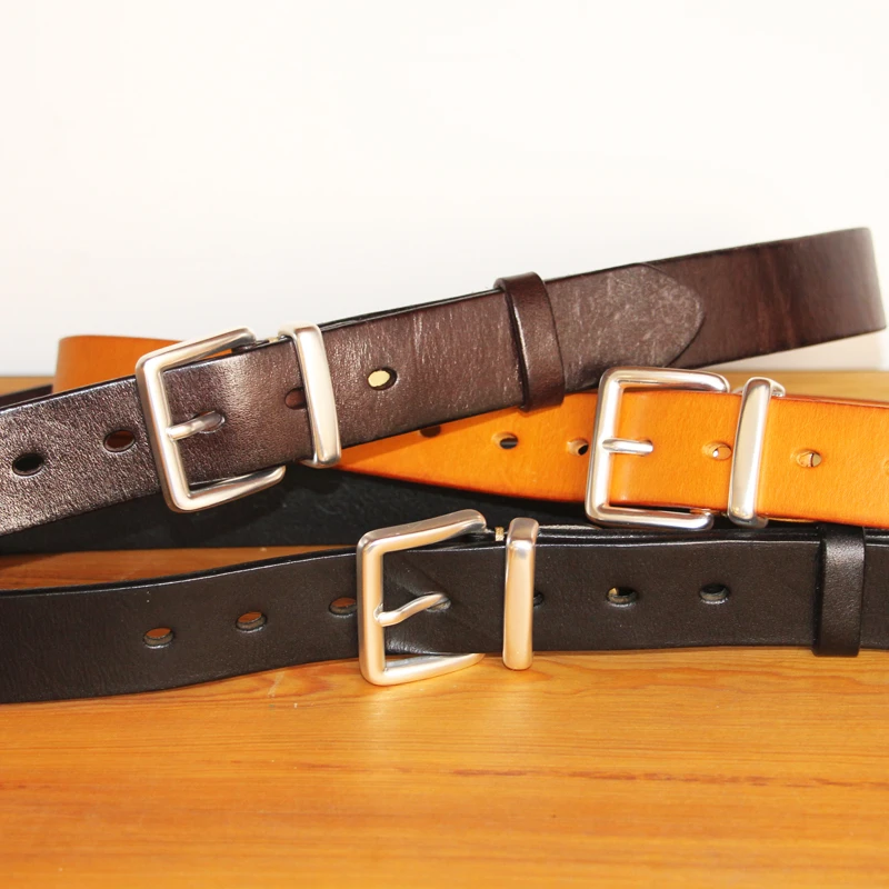 头层软牛皮复古休闲牛仔裤腰带镀银针扣中性小众时尚简约皮带