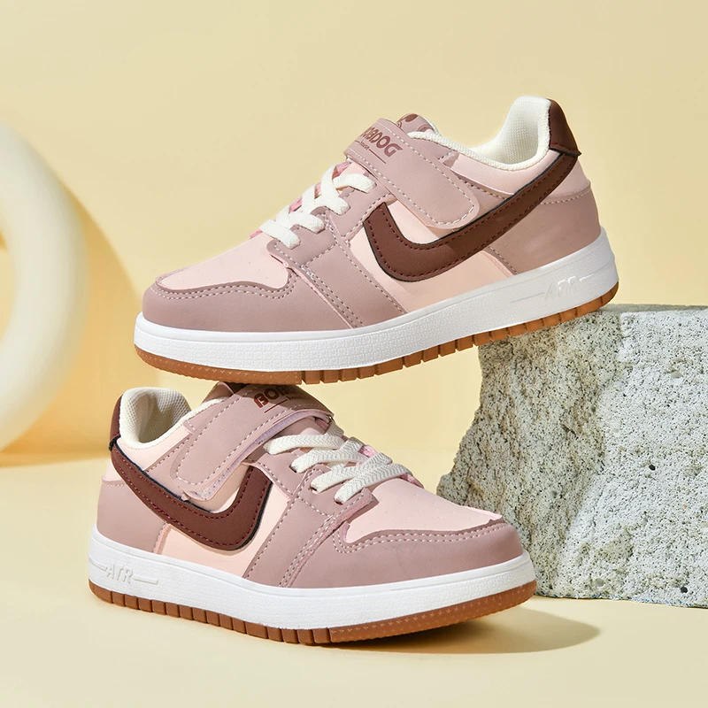 巴布豆女童2025新款AJ板鞋春夏皮面防水休闲鞋户外潮流耐磨运动鞋