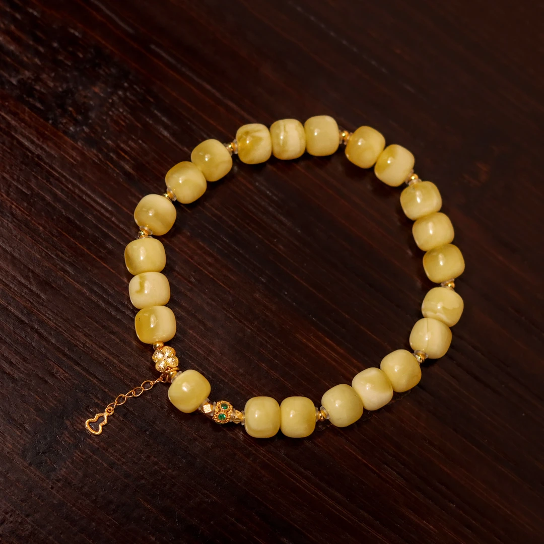 【18k】《镜花水月》单圈手串 金绞白蜜蜡 原创定制 多样性发一