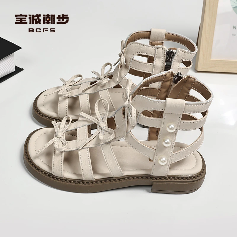 魔术贴露趾女童T225026韩版夏季凉鞋大童公主鞋镂空女鞋仙女百搭