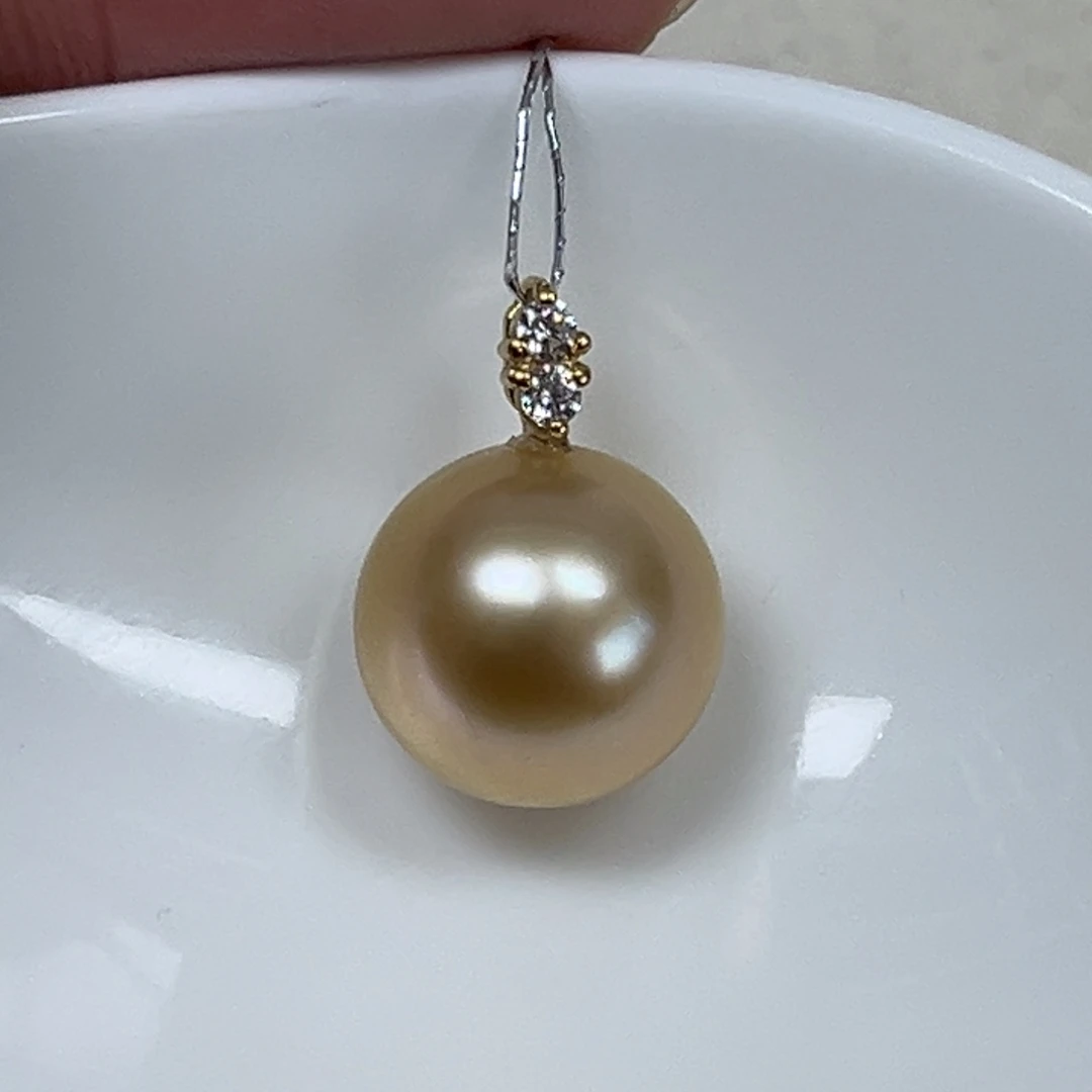 吊坠(不含链)18K金镶嵌海水珍珠12.5mm