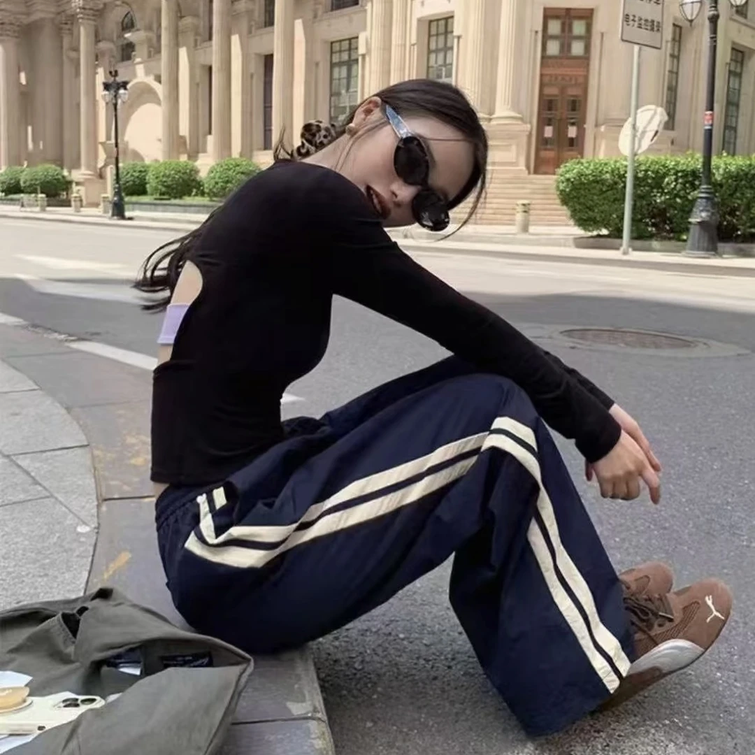 2025年夏美式街头风速干一裤两穿直筒卫裤宽松慵懒风休闲阔腿裤女