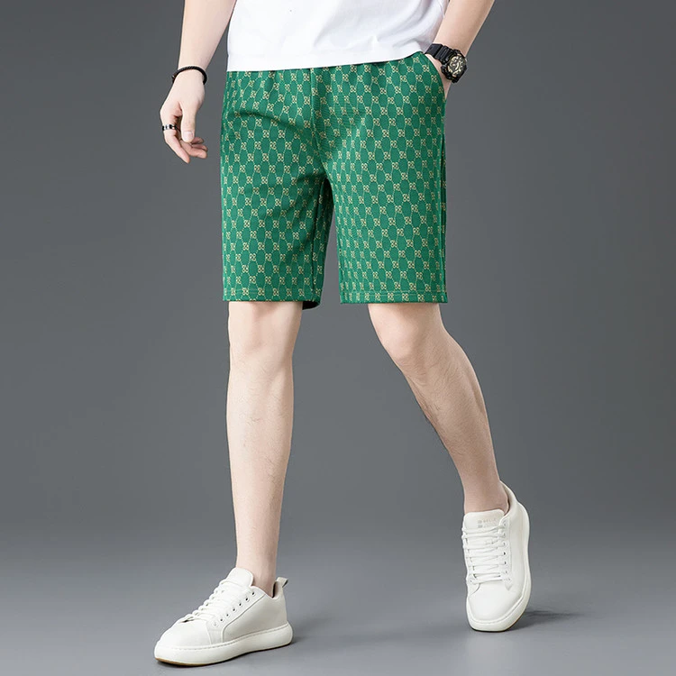 2025夏季新款冰丝速干短裤男休闲运动潮流印花男士五分中裤