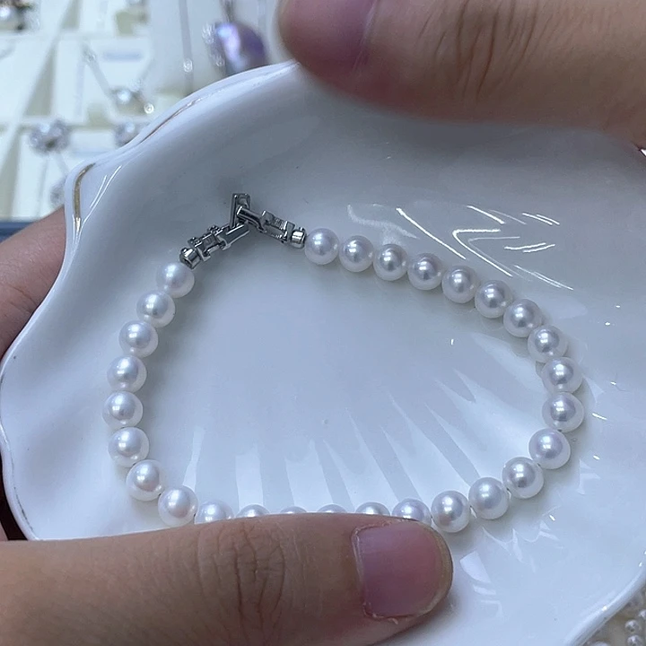 银S925镶嵌手绳淡水珍珠
