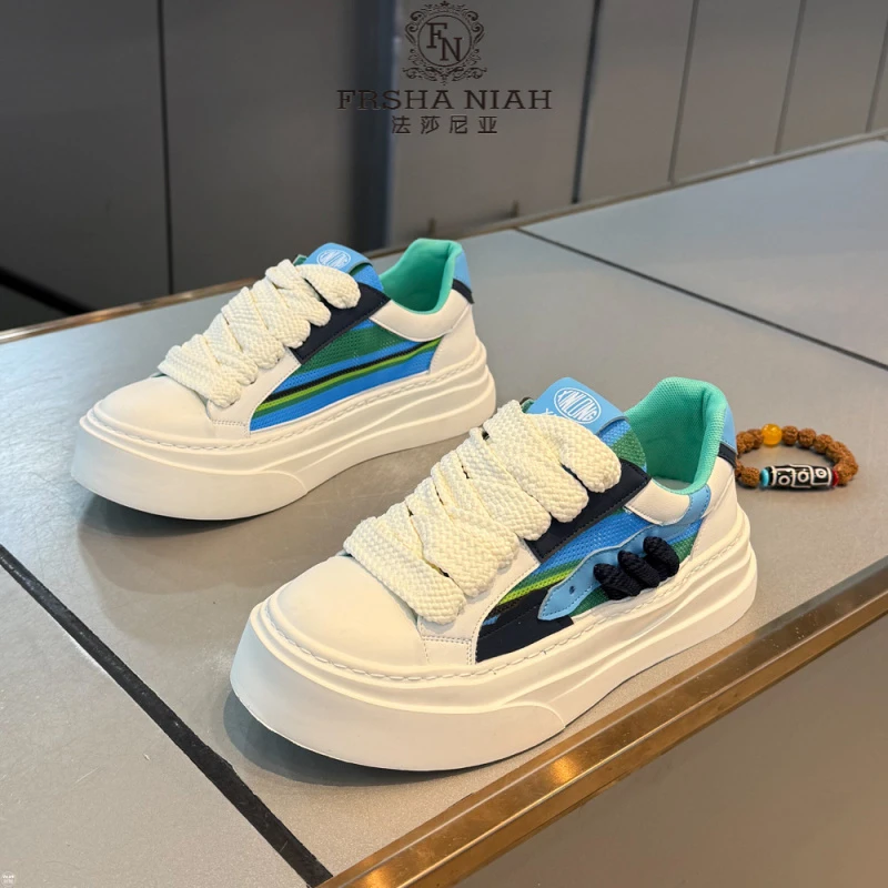 法莎尼亚系带低帮男鞋休闲高级感拼色轻奢时尚百搭2025年轻奢板鞋