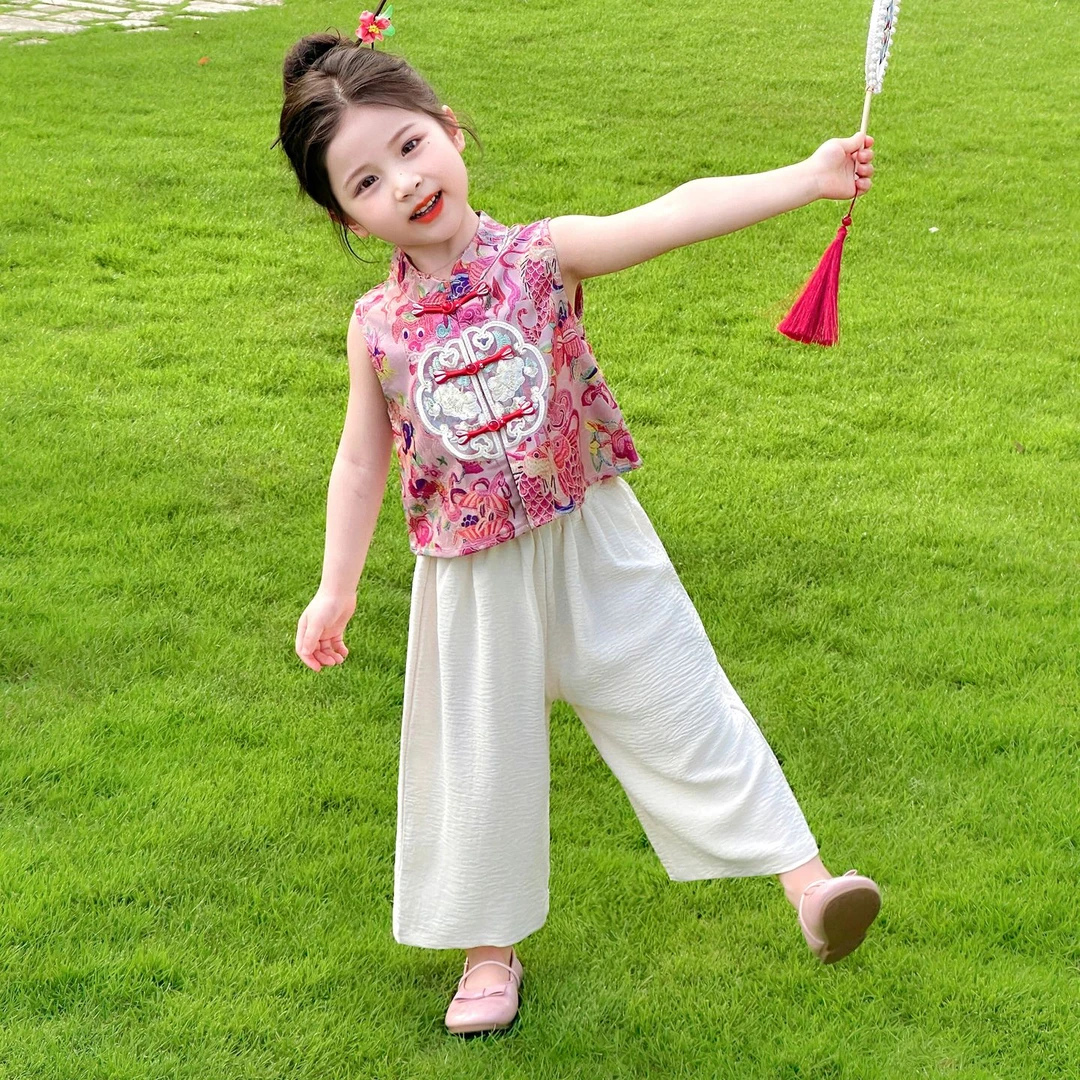 女童套装夏季2025新款洋气儿童新中式国风衣服宝宝巨好看夏装薄款